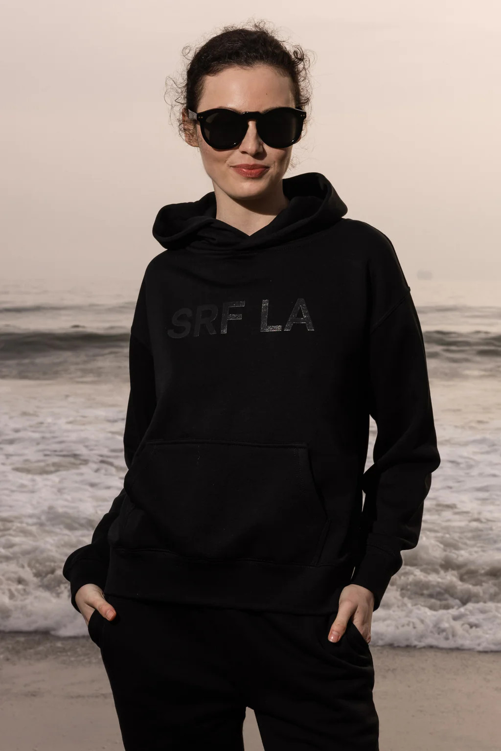 SRF LA Unisex Hoodie - Black on Black | Heidi Merrick