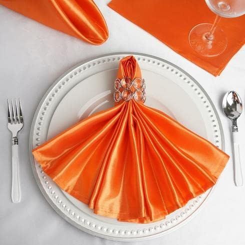 Efavormart 20"x20" Orange Wholesale Satin Linen Napkins for Wedding Birthday Restaurant Party Tablew | Amazon (US)