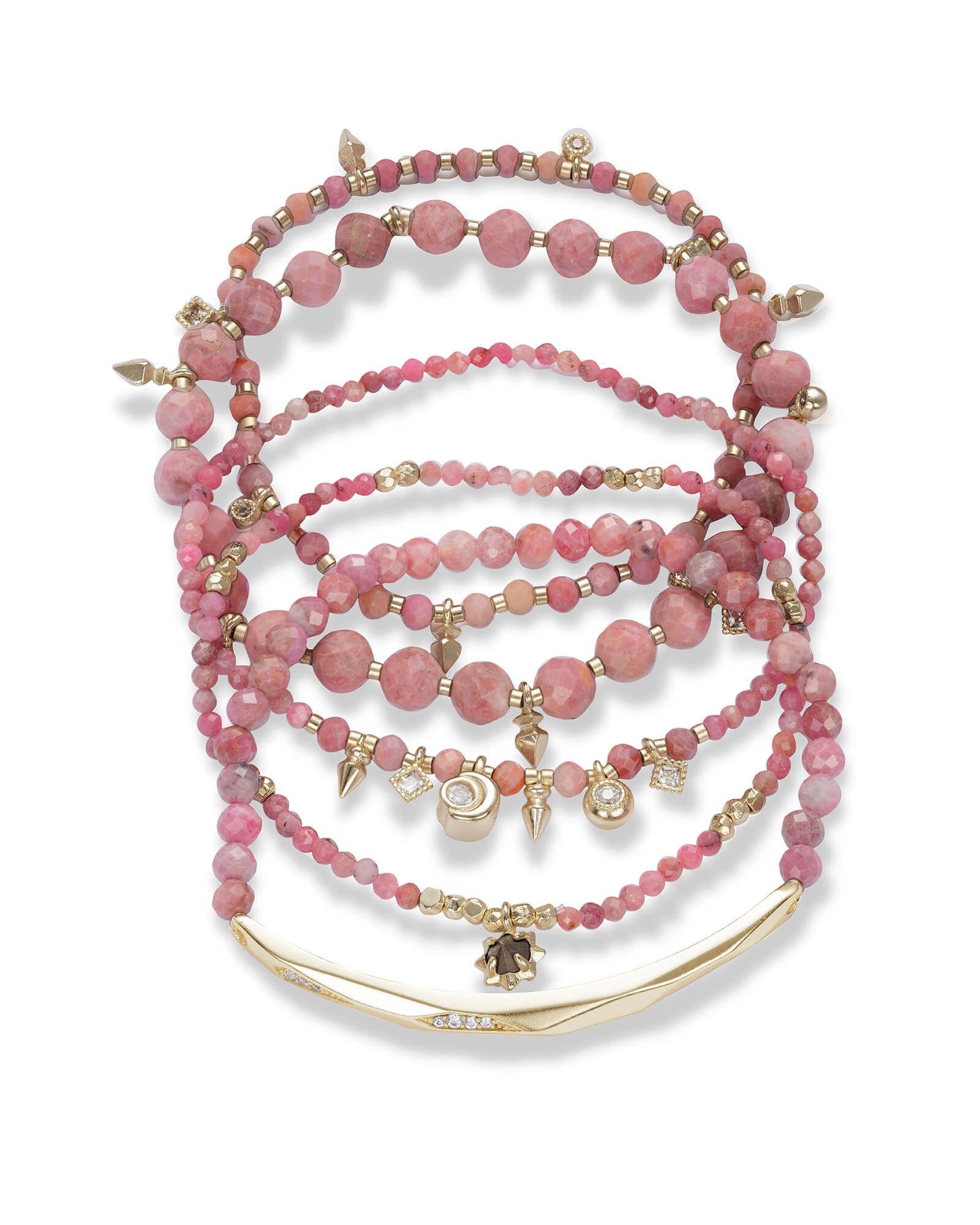 Supak Gold Beaded Bracelet Set in Pink Rhodonite | Kendra Scott