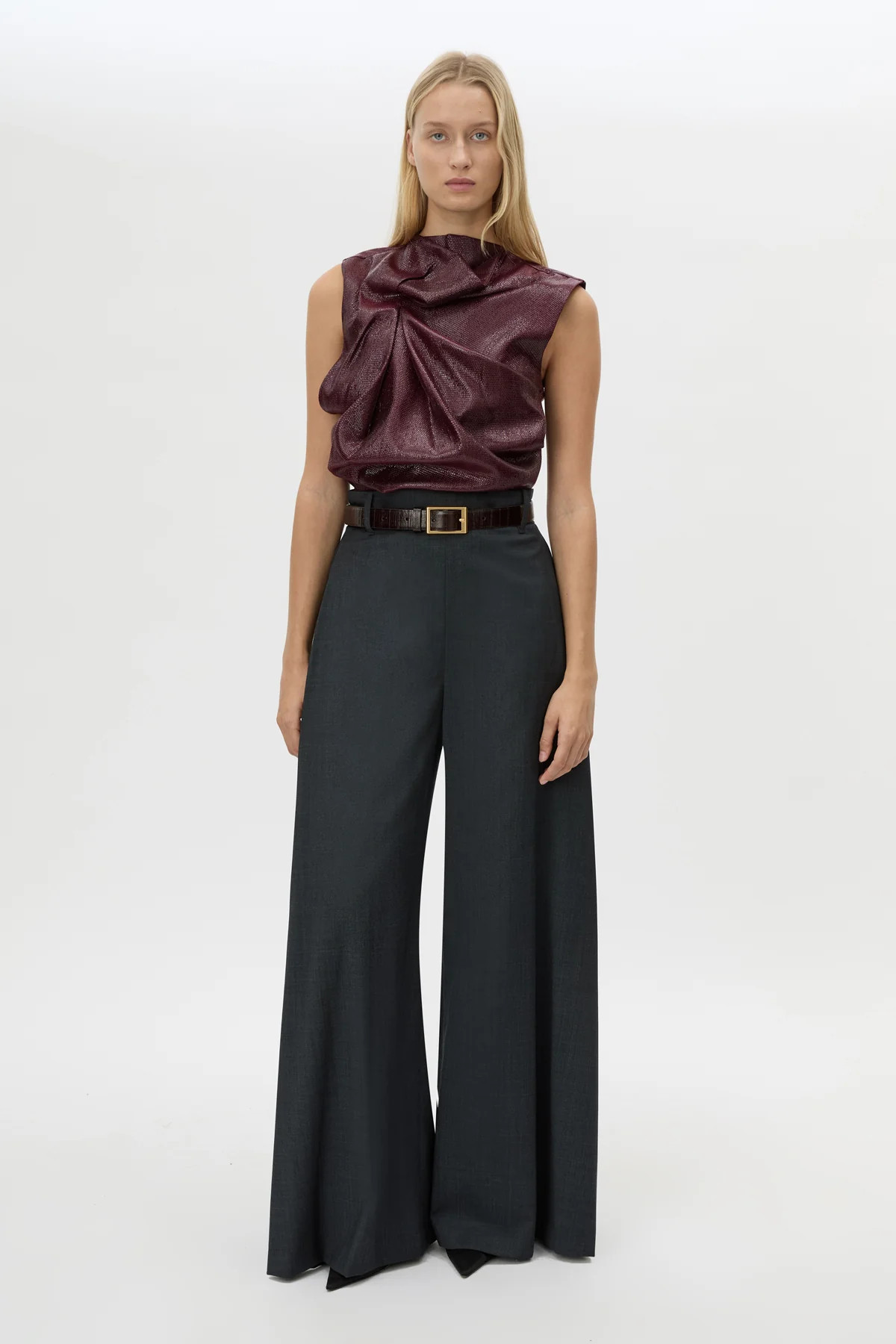 Sana Drape Tailored Top in Burgundy - CAMILLA AND MARC\u00ae C&M | CAMILLA AND MARC (ANZ)