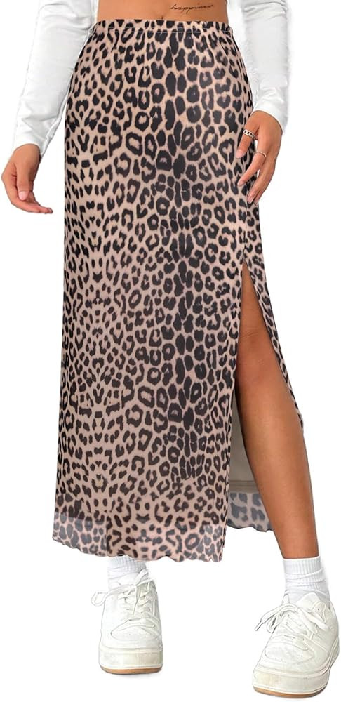 Avanova Women's Mesh Slit Split Long Skirts High Waisted Sexy Summer Maxi Skirts | Amazon (US)