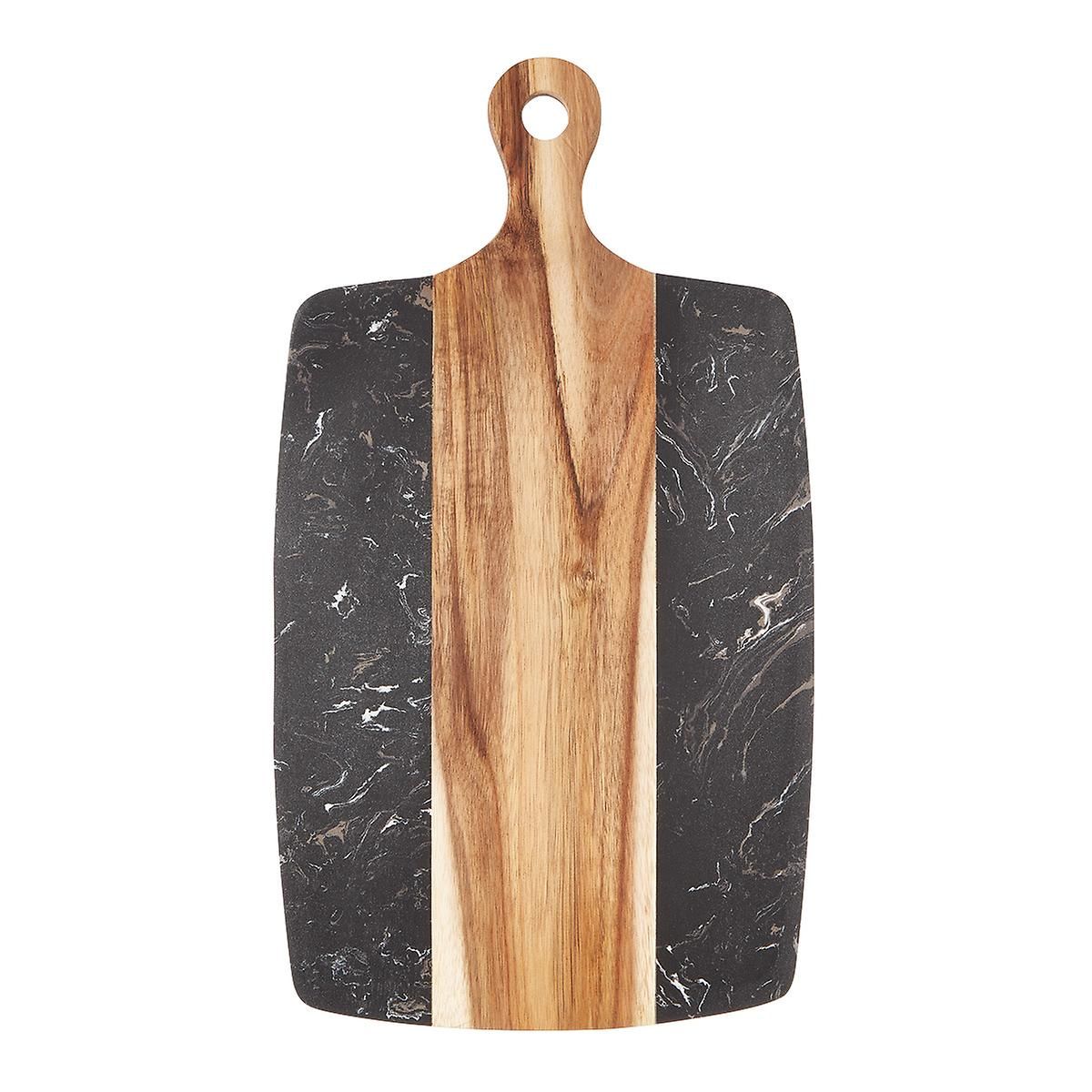 Dexas Black Marble & Wood Serving Board | The Container Store
