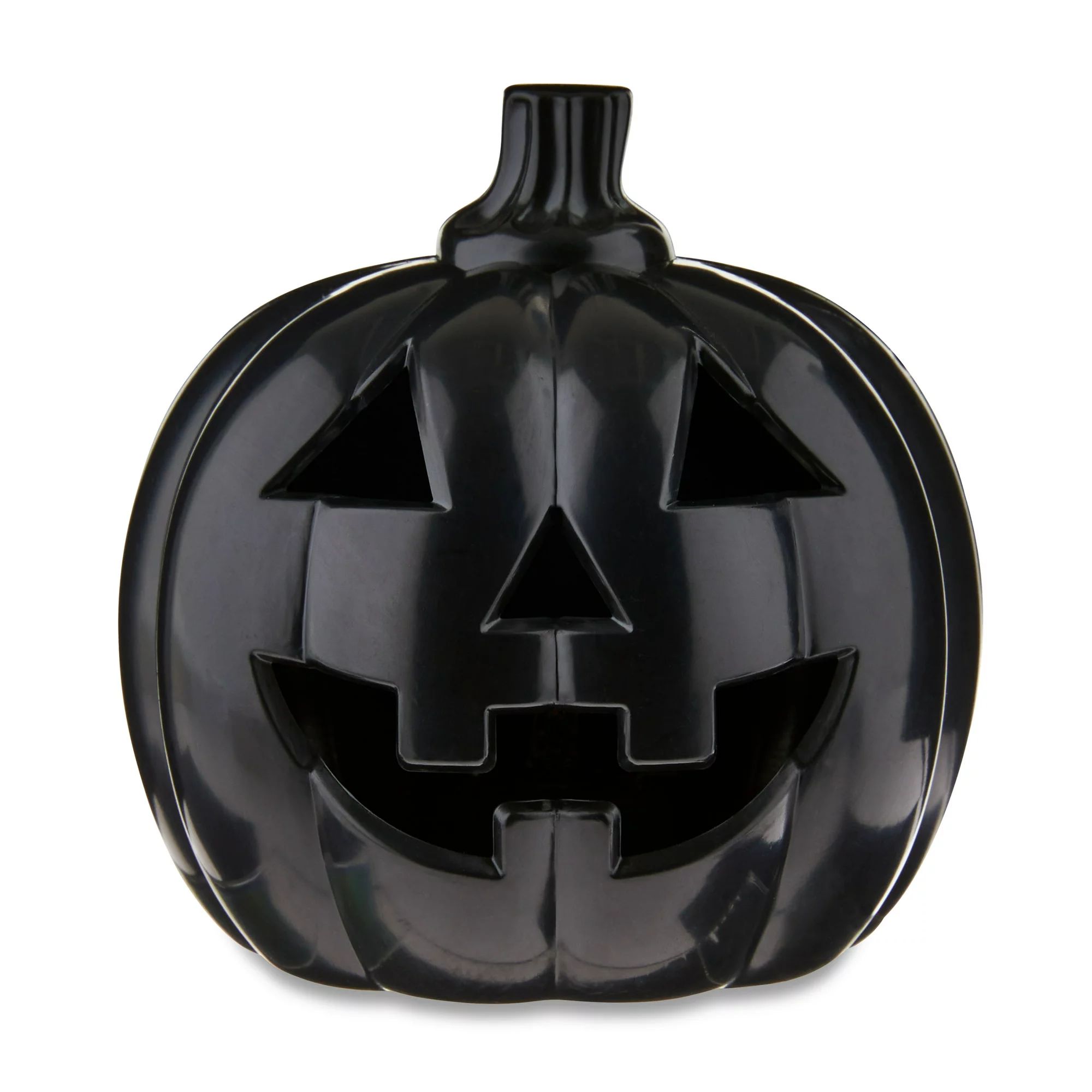 Halloween Black Polypropylene Light-Up Jack-O'-Lantern Decoration, 3 in x 3 in x 3.5 in, by Way T... | Walmart (US)
