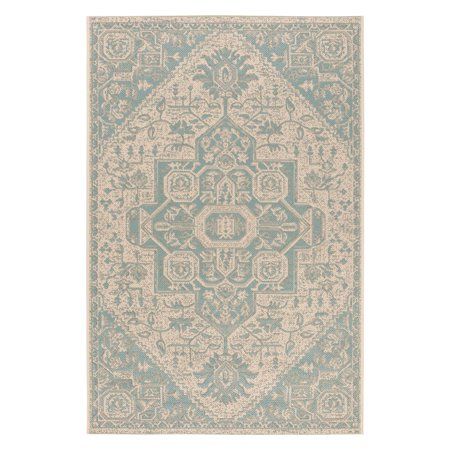 SAFAVIEH Beach House Jose Geometric Indoor/Outdoor Area Rug Aqua/Cream 5 3 x 7 6 | Walmart (US)