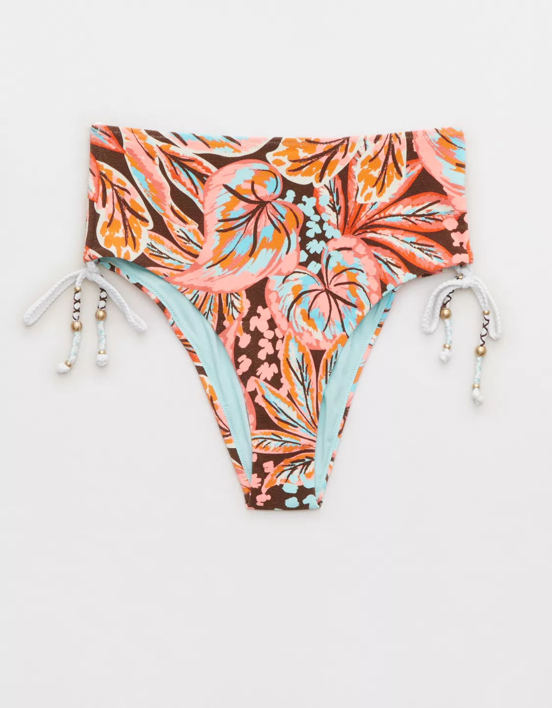 Aerie Buzzed Terry Ruched High Cut Cheeky Bikini Bottom | Aerie