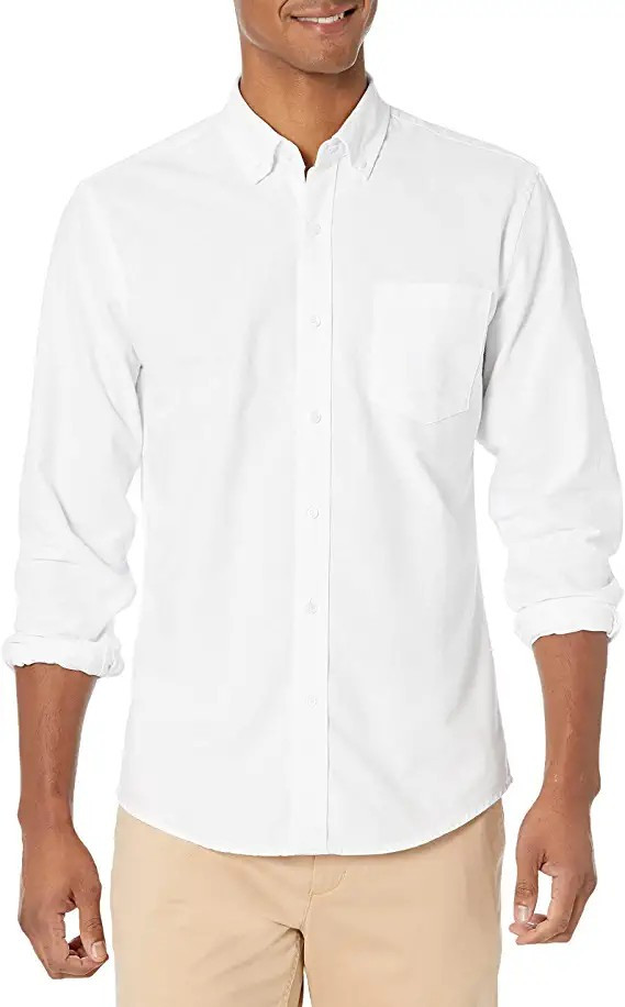 Amazon Essentials Men's Slim-Fit Long-Sleeve Solid Pocket Oxford Shirt | Amazon (US)
