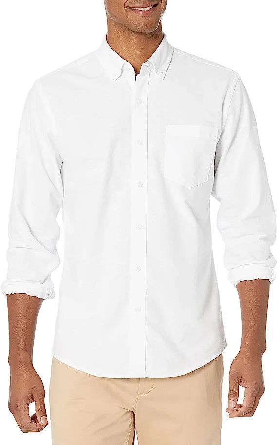 Amazon Essentials Men's Slim-Fit Long-Sleeve Solid Pocket Oxford Shirt | Amazon (US)