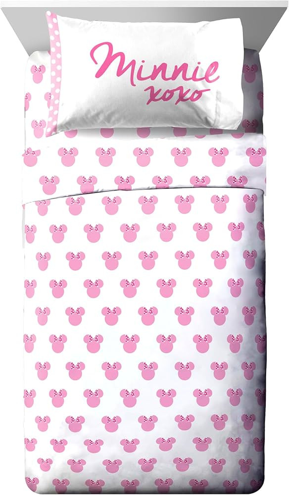 Disney Minnie Mouse XOXO 5 Piece Twin Bed Set - Includes Reversible Comforter & Sheet Set - Super... | Amazon (US)