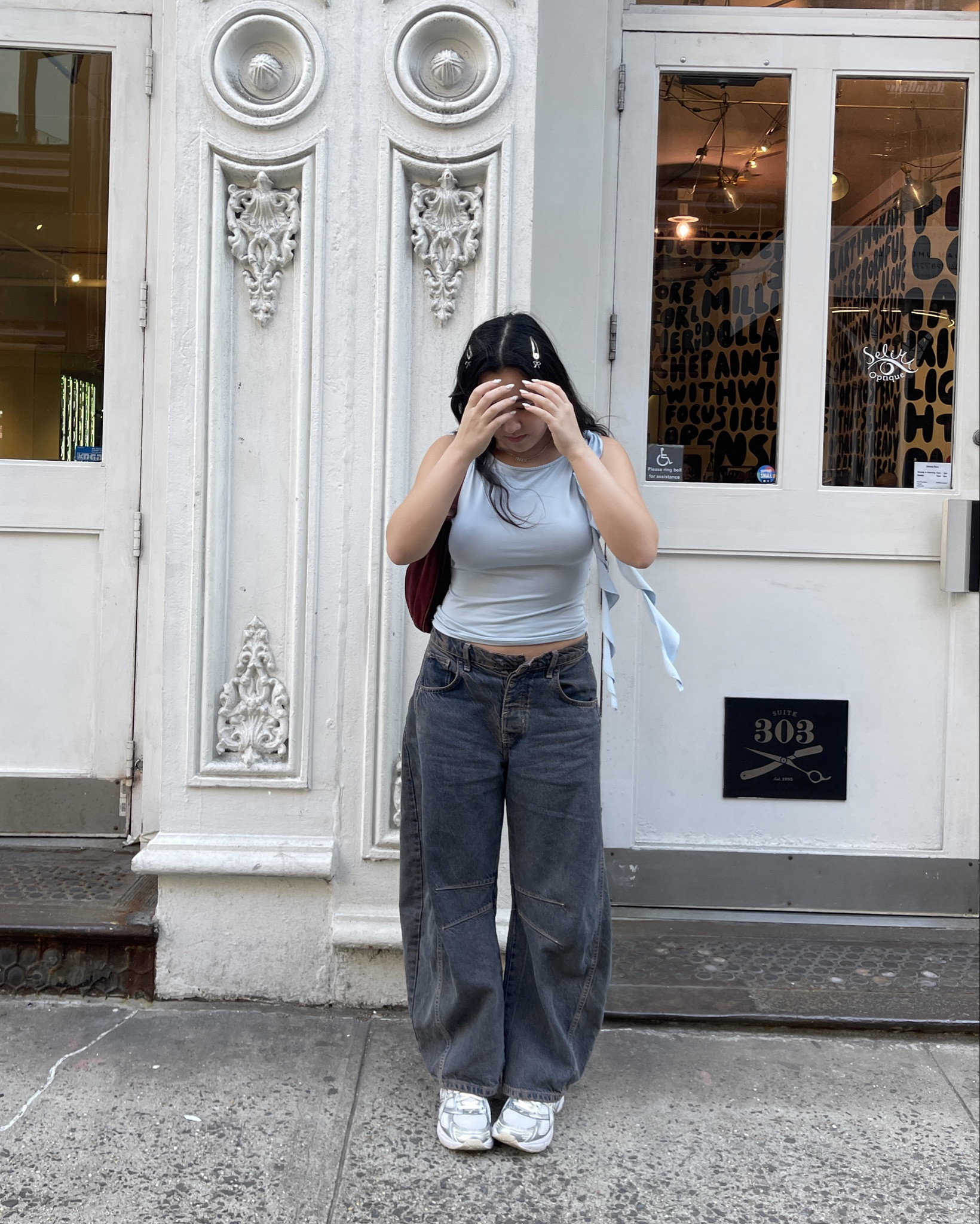 My GO TO jeans + sneaker combo!!! 

Note: These jeans (in this color) are perfectly baggy and lightweight, and u can SIZE DOWN bc they run huge!! I got them in another color which ended up feeling stiffer/ tighter (they fit true to size), but this dark washed denim is a must have!
Also this top is no longer available at UO🥲🥲

#LTKfindsunder100 #LTKGiftGuide #LTKstyletip