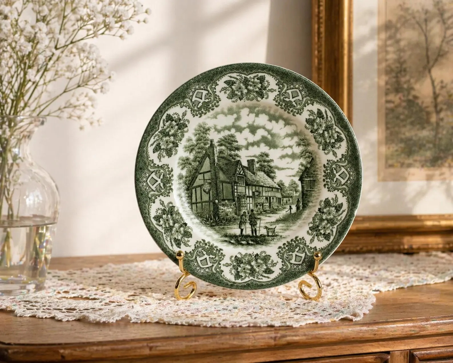Vintage Green Transferware Plate Old Inns Series English Ironstone Staffordshire 17.5 cm | Etsy (Global)