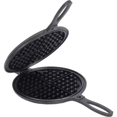 Lehmans Cast Iron Waffle Maker - Two Piece Hinged Non-Electric Waffle Iron for Stovetop or Grill Makes 7 inch Round Waffles - Non-Drip Double Rim - 8 | Target