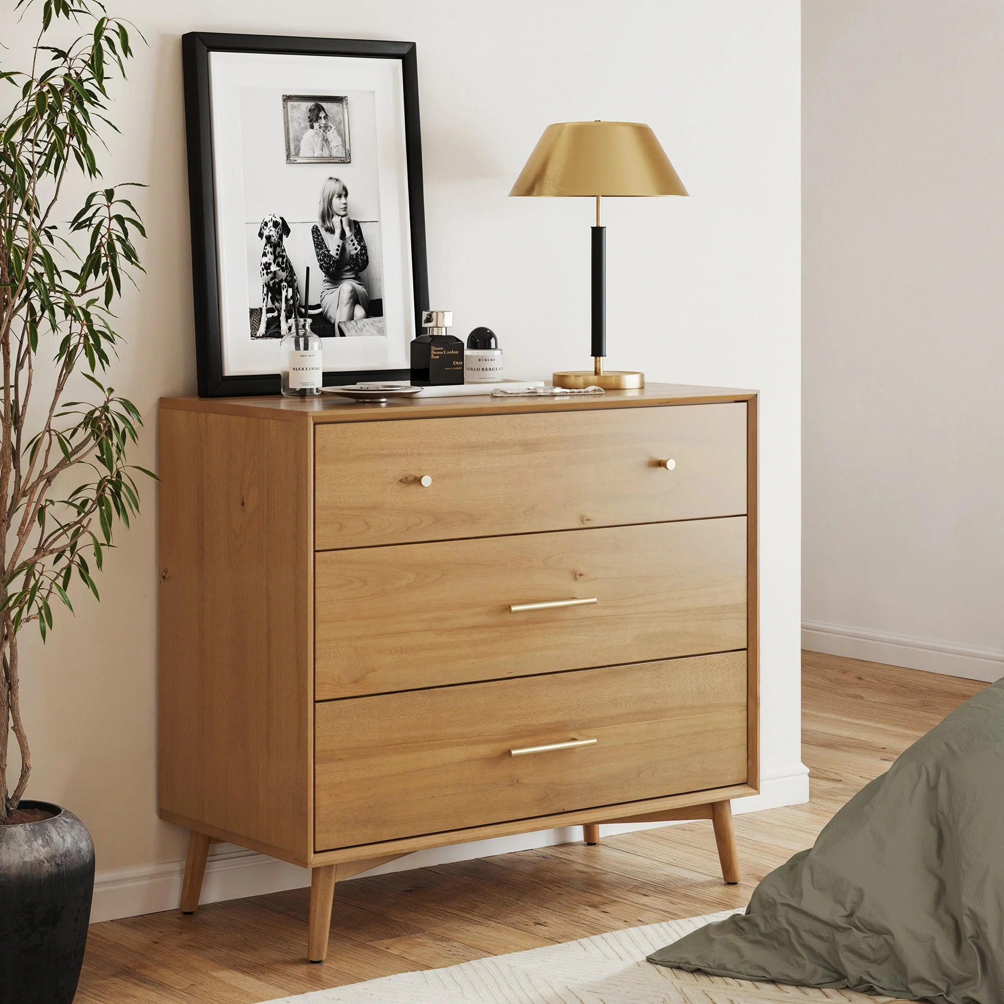 Mid-Century Modern Acacia 3 Drawer Dresser | Nathan James