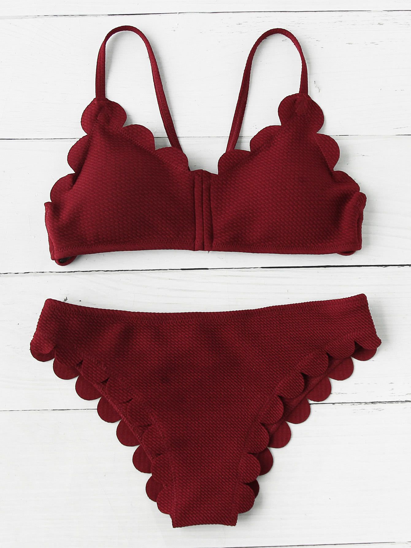 Scalloped Trim Bikini Set | SHEIN