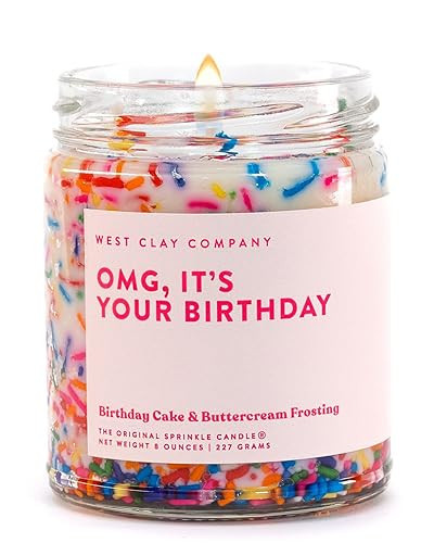 WEST CLAY OMG It’s Your Birthday Sprinkle Candle Gift | Happy Birthday Candles Gifts for Women ... | Amazon (US)
