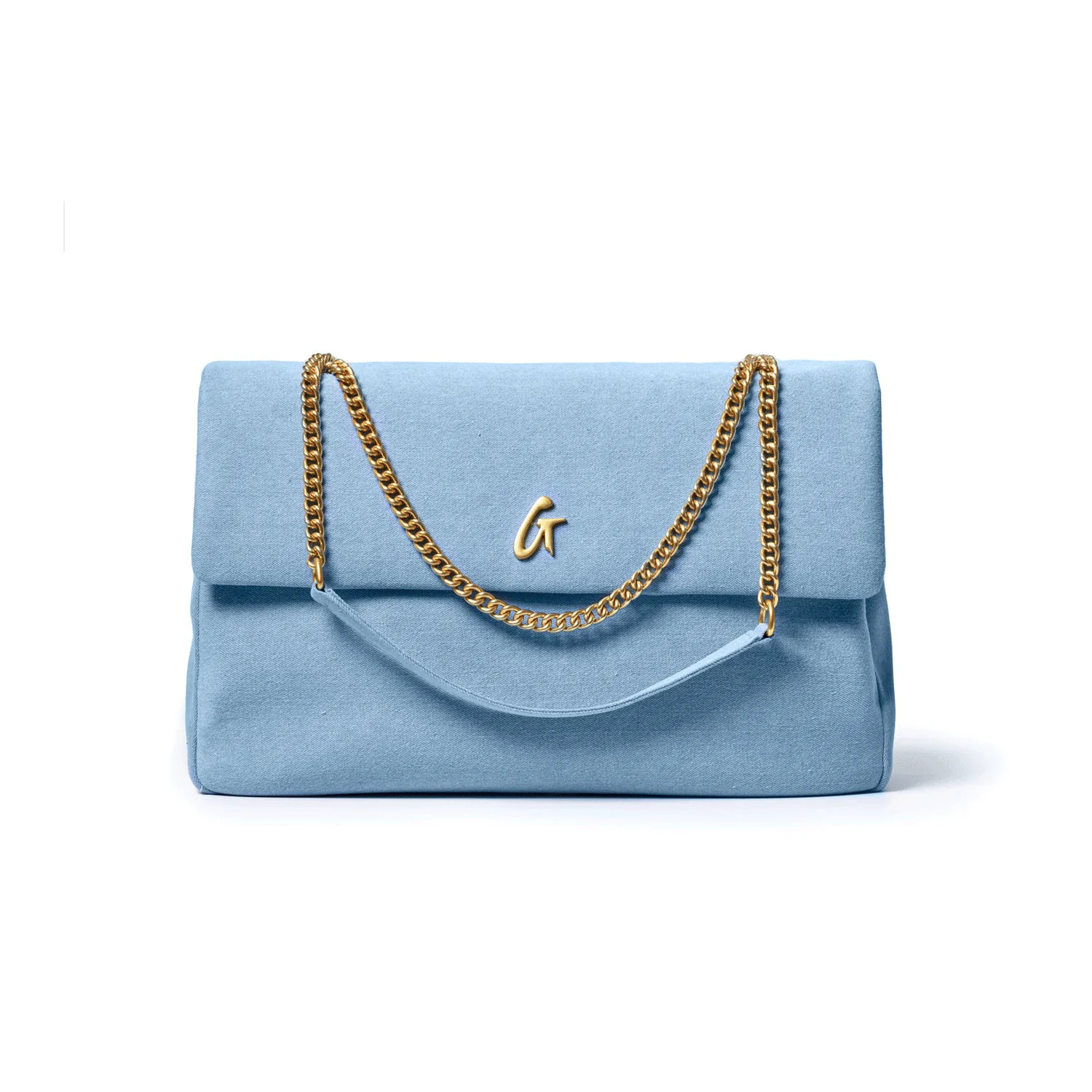 DENIM LARGE CLASSIC FLAP BAG-GOLD | Glam-Aholic Lifestyle