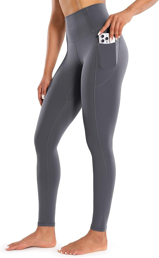 Workout Leggings with Pockets for Women High Waist Yoga Pants 25"/28" Cream Soft Lightweight Athl... | Amazon (US)