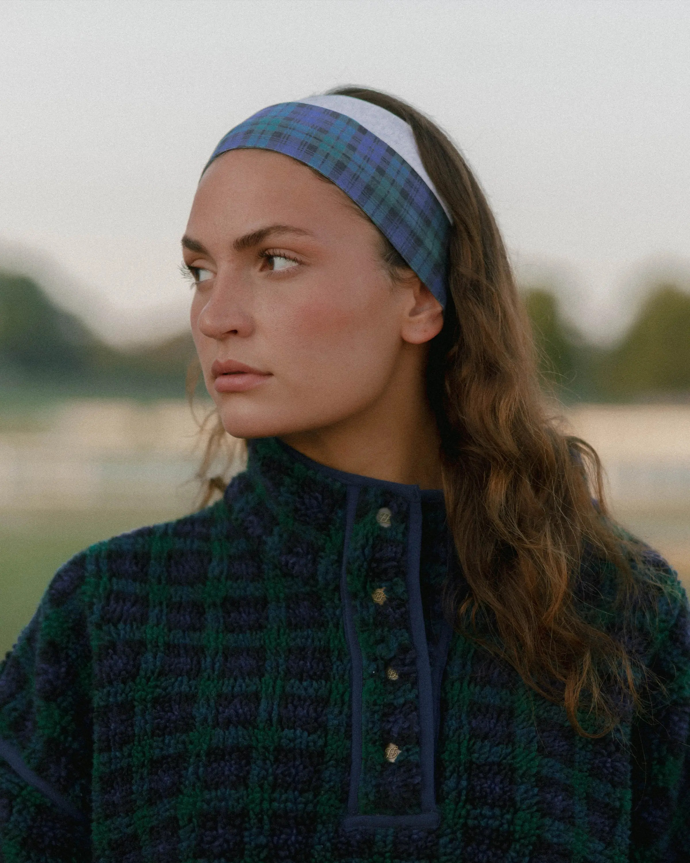 Lounge Headband in Navy Plaid | Eleven Eleven