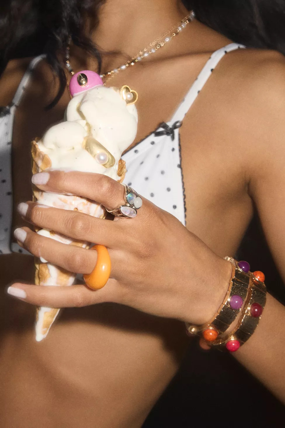 Stone Inset Chunky Tile Beaded Stretch Bracelet Set | Urban Outfitters (US and RoW)