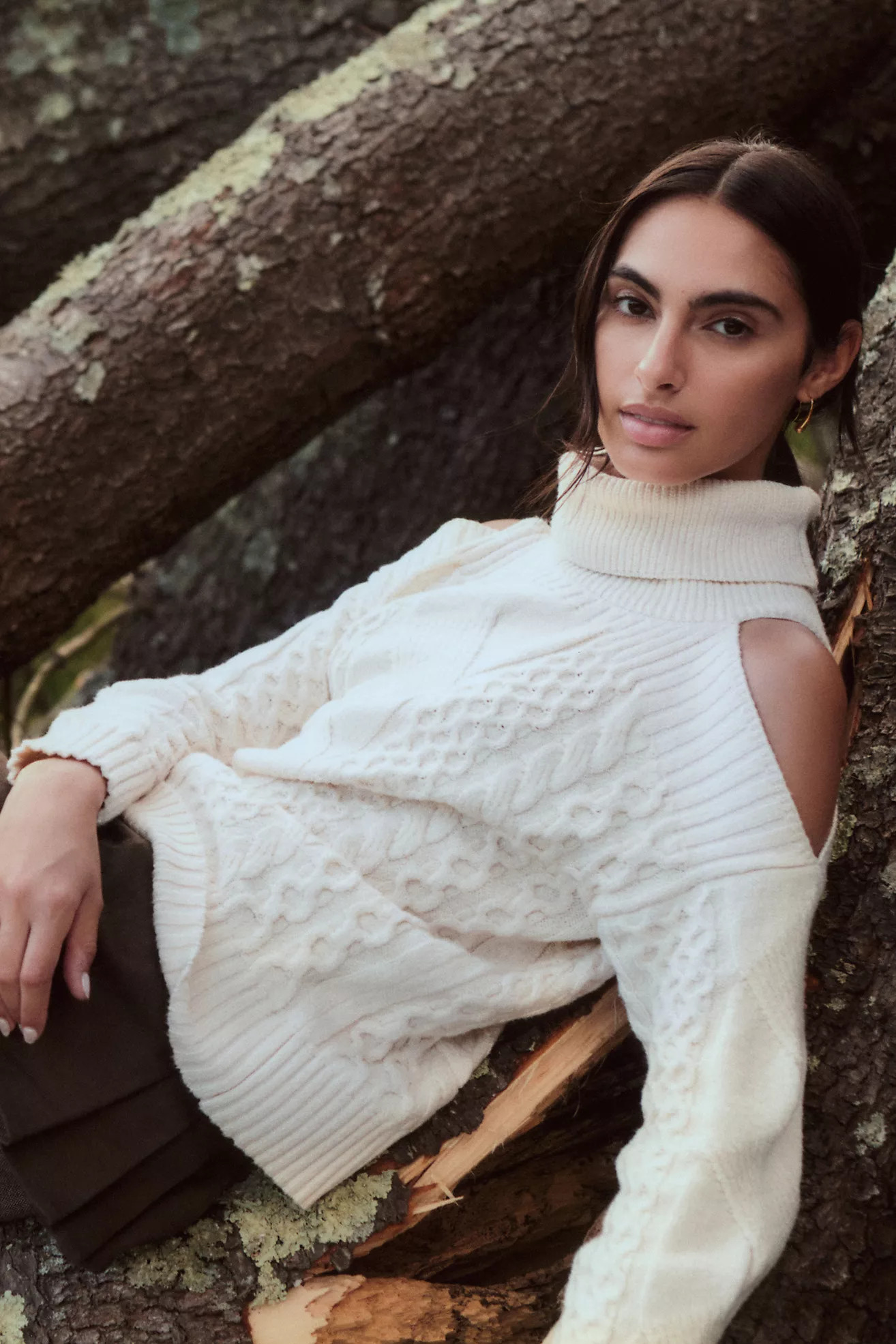 By Anthropologie Cold Shoulder Cable Sweater | Anthropologie (US)