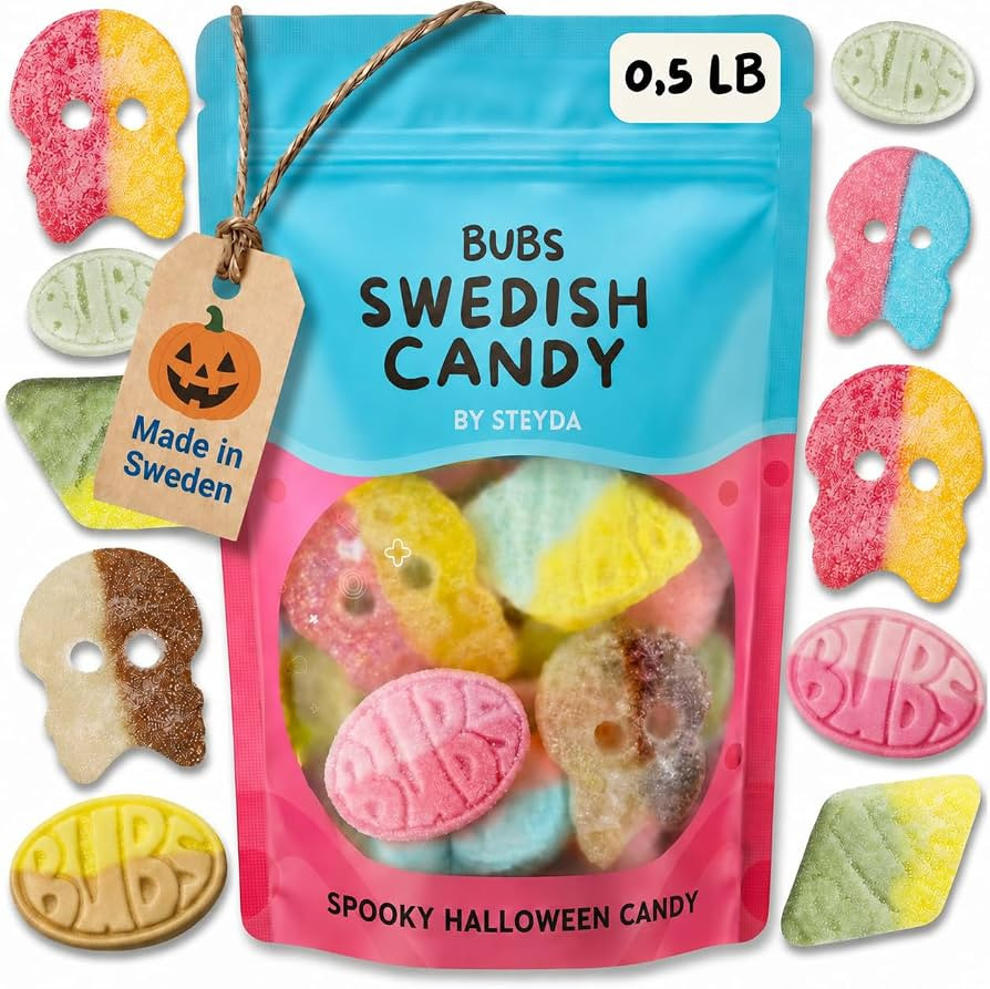 Bubs Swedish Candy 0,5 lb, Swedish Candy Bubs Mix, Skulls, Swedish Godis, Gummy Candy | Amazon (US)