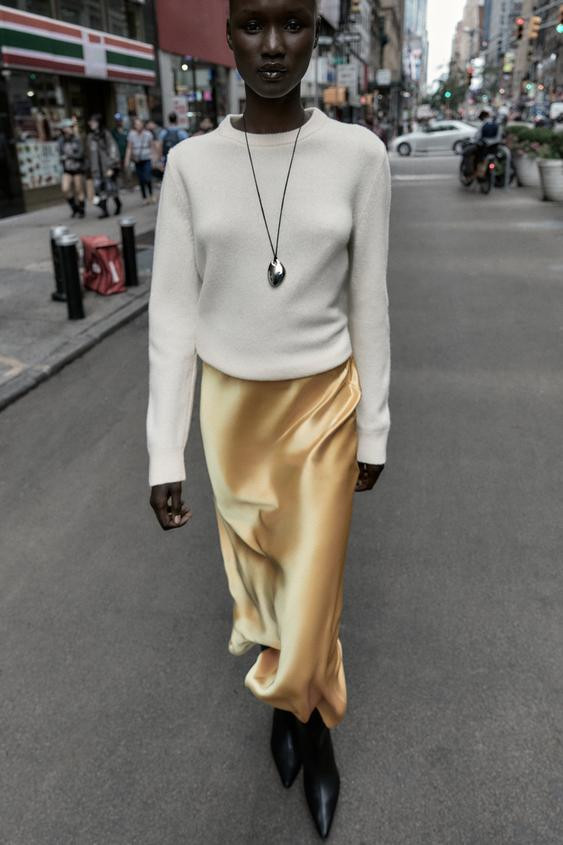 SATIN MIDI SKIRT | Zara US