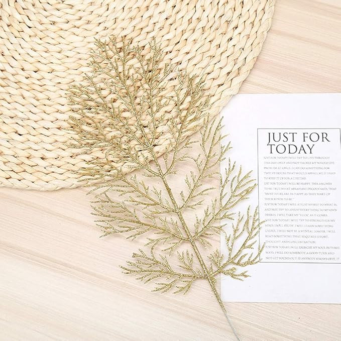 TRRAPLE 10Pcs Artificial Glitter Leaves, Christmas Glitter Leaves Decorations Flashing Christmas ... | Amazon (US)