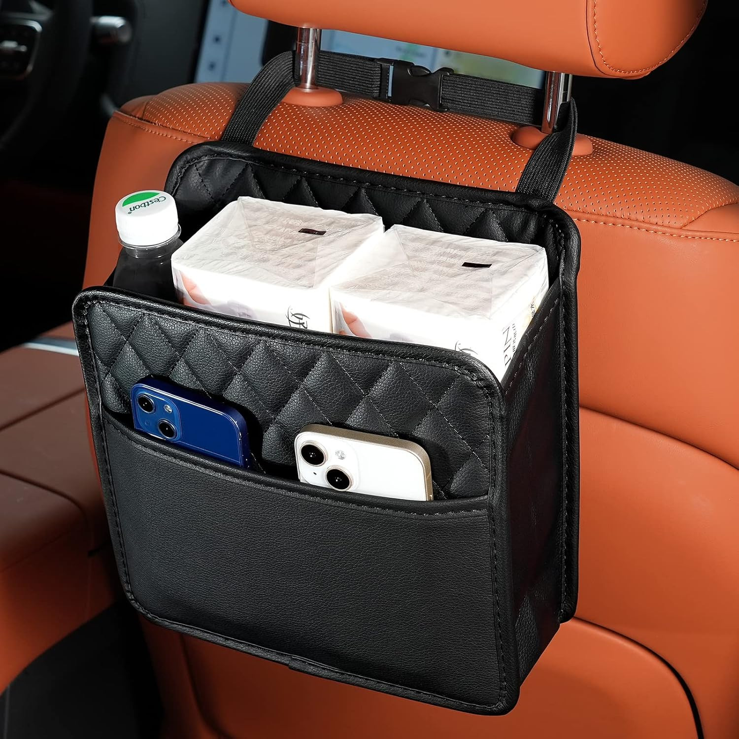 Car Seat Back Hanging Bag Car Document Holder Multi-Pocket Bottle Bag Storage Box Organizer Trave... | Amazon (US)