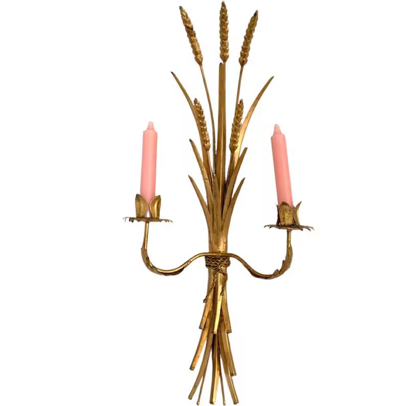 Vintage Hollywood Regency Wheat Sheaf Candleholder Sconce With | Etsy | Etsy (US)