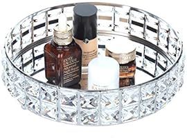 Feyarl Mirrored Crystal Vanity Makeup Tray Ornate Jewelry Trinket Tray Organizer Sparkly Bling Co... | Amazon (US)