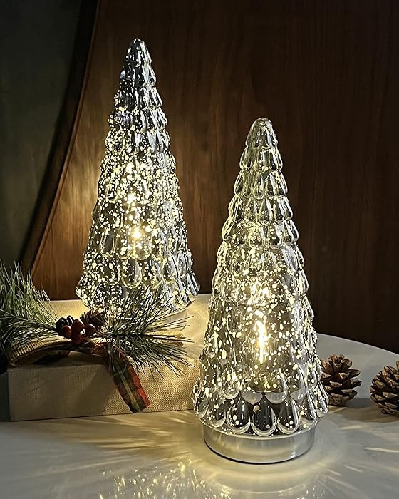 SHMILMH Silver Mercury Glass Christmas Tree, Small Tabletop Christmas Tree with Light, Battery Op... | Amazon (US)