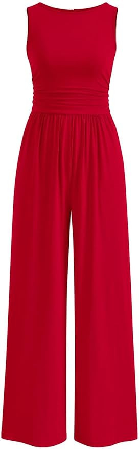 PRETTYGARDEN One Piece Jumpsuits for Women Dressy Casual Sleeveless Crewneck Wide Leg Rompers Jum... | Amazon (US)
