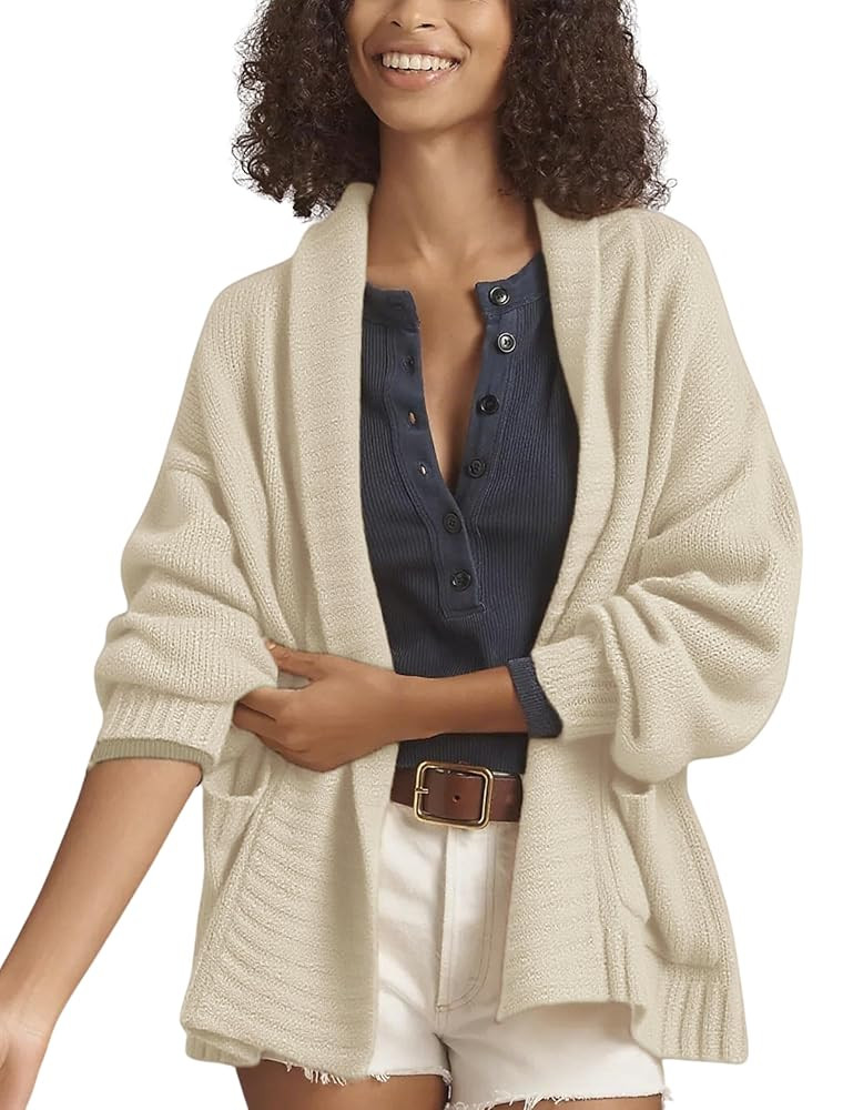 Xiaoxuemeng Womens Cardigan Sweater Open Front Shawl Collar Cardigan Jackets Ribbed Knit Outwear ... | Amazon (US)