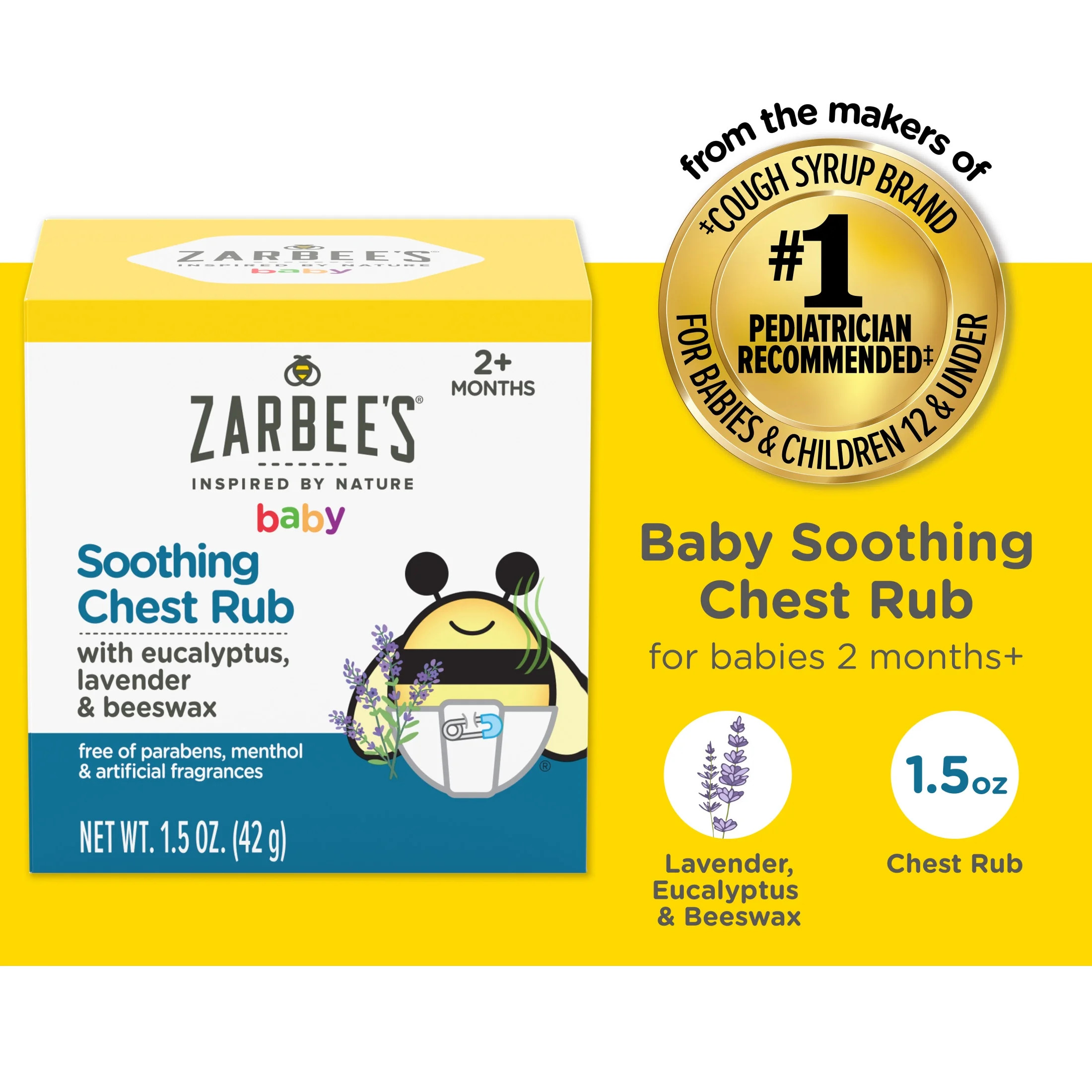 Zarbee's Baby Soothing Chest Rub, Eucalyptus, Lavender, 1.5 oz | Walmart (US)