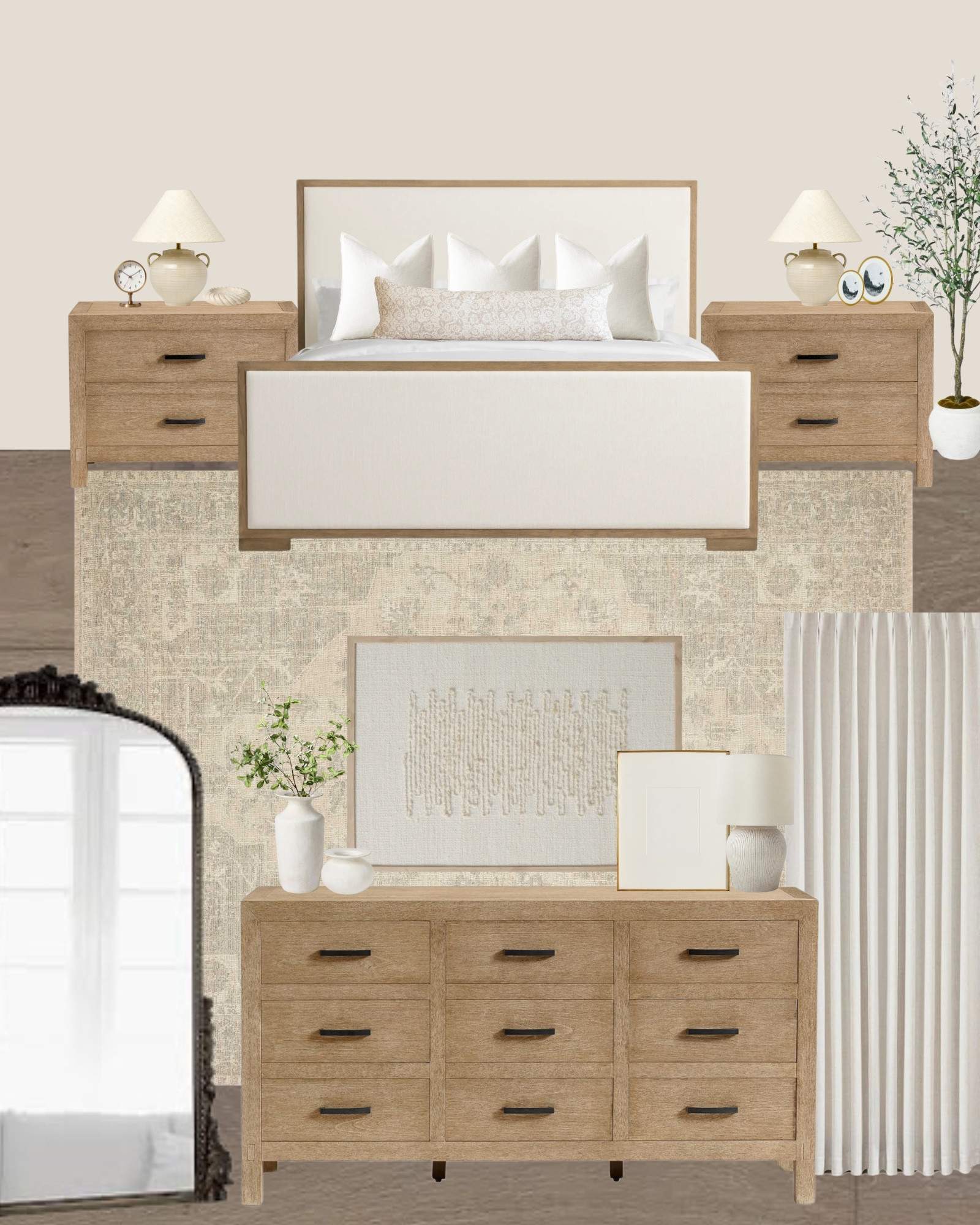 Neutral bedroom, bedroom, master bedroom, primary bedroom, bedroom furniture, rug, dresser, nightstand, wood dresser, wood nightstand, bedroom inspo

#LTKStyleTip #LTKFamily #LTKHome