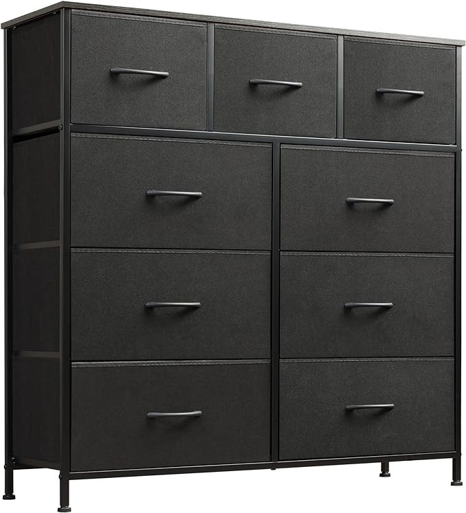 WLIVE 9-Drawer Dresser, Fabric Storage Tower for Bedroom, Hallway, Closet, Tall Chest Organizer U... | Amazon (US)