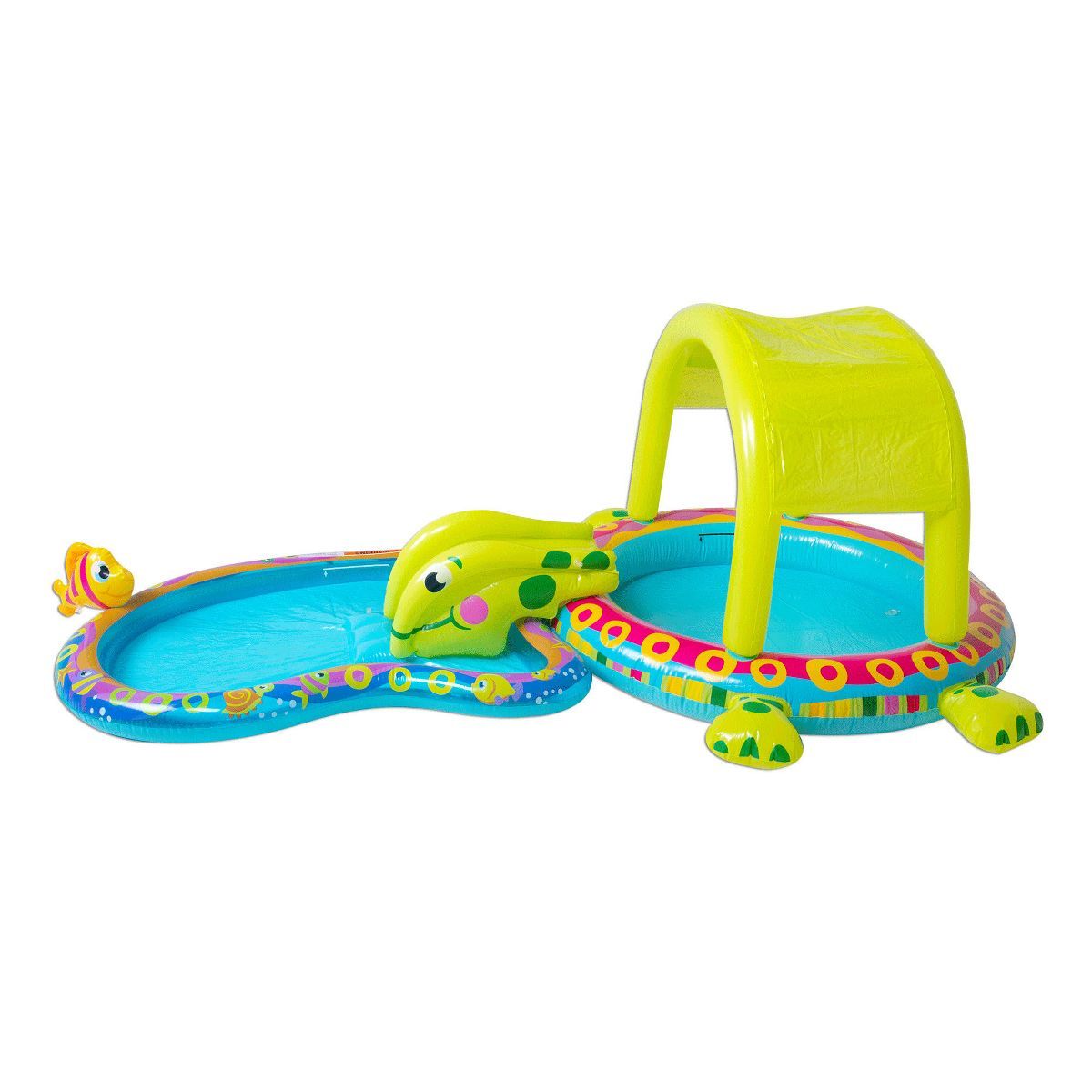 Banzai Shade 'N Slide Turtle Inflatable Outdoor Kiddie Splash Pool with Fish Sprinkler, Removable... | Target