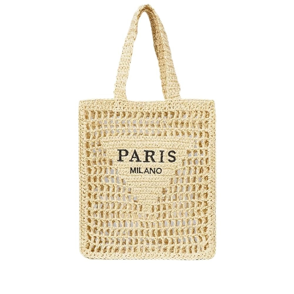 Straw Mesh Crochet Tote Bag for Women - Beach Bag with Woven Design | Amazon (US)