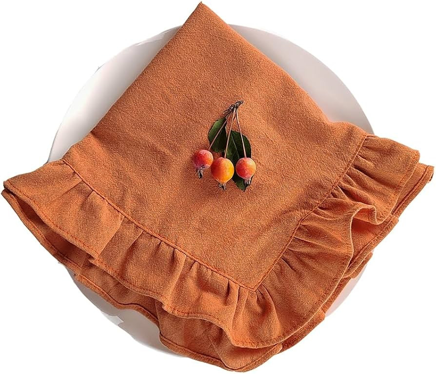 Cloth Napkins Set of 4, 14x20 inches Home Dinner placemat with Ruffle 100% Cotton Napkins Washabl... | Amazon (US)
