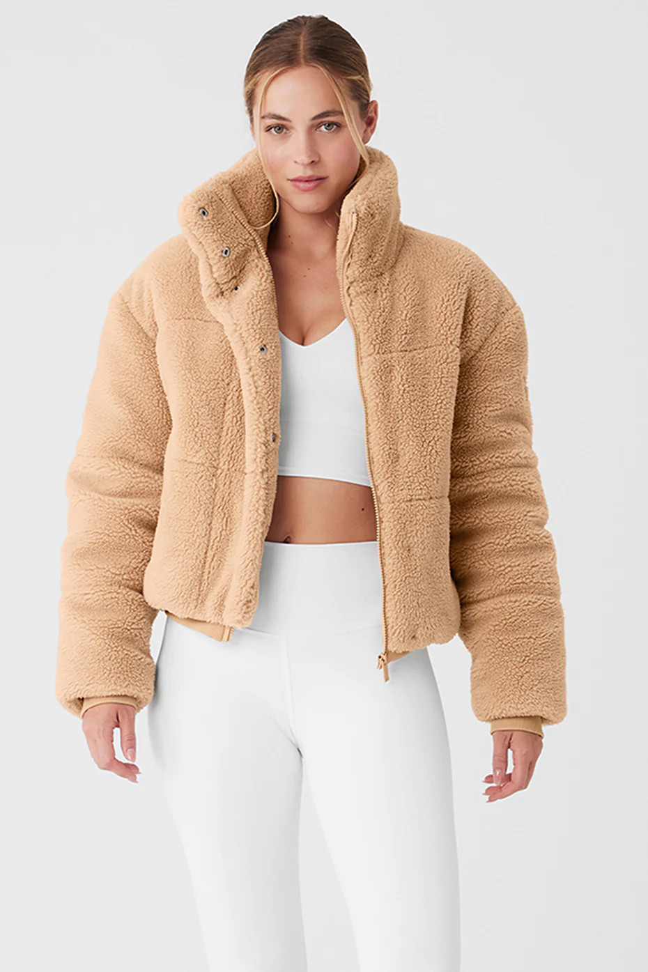 Alo YogaÂ® | Sherpa Snow Angel Puffer Jacket in Camel Beige, Size: XS | Alo Yoga (US)