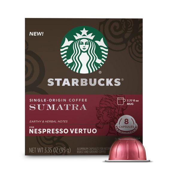 Starbucks Coffee Capsules for Nespresso Vertuo Machines — Dark Roast Single-Origin Sumatra — ... | Target