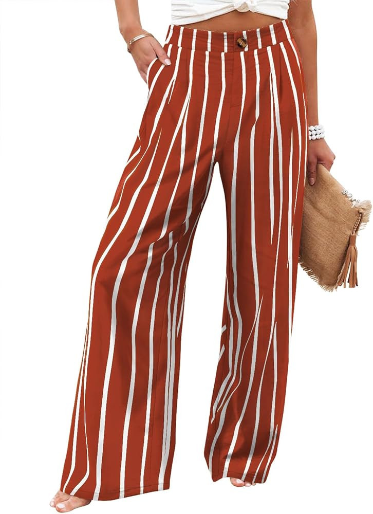 Angerella Women's Wide Leg Pants High Elastic Waisted in The Back Business Work Trousers Long Cas... | Amazon (US)