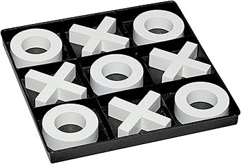 Deco 79 Wood Tic Tac Toe Game Set with White Pieces, 12" x 12" x 1", Black | Amazon (US)