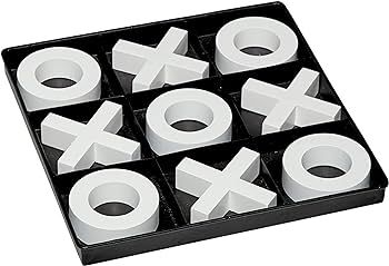 Deco 79 Wood Tic Tac Toe Game Set with White Pieces, 12" x 12" x 1", Black | Amazon (US)