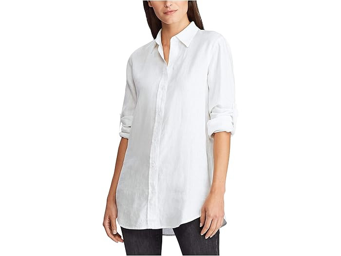 LAUREN Ralph Lauren Roll-Tab-Sleeve Linen Shirt | Zappos