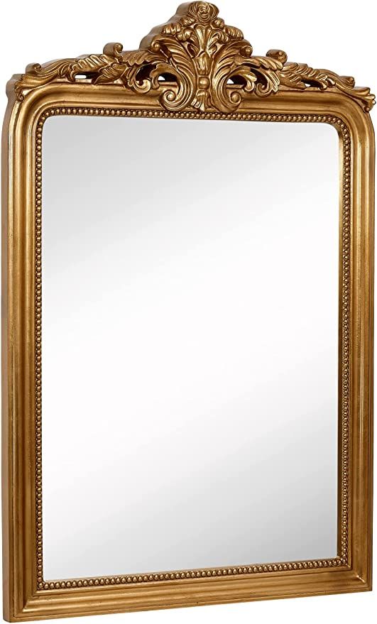 Hamilton Hills Top Gold Baroque 28" x 42" Wall Mirror | Rich Old World Feel Framed Beveled Elegan... | Amazon (US)