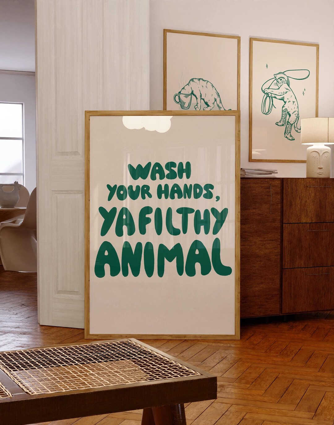 Wash Your Hands Art Print Green | Retro Print | Funny Bathroom Print | Bathroom Wall Art | Vintag... | Etsy (US)