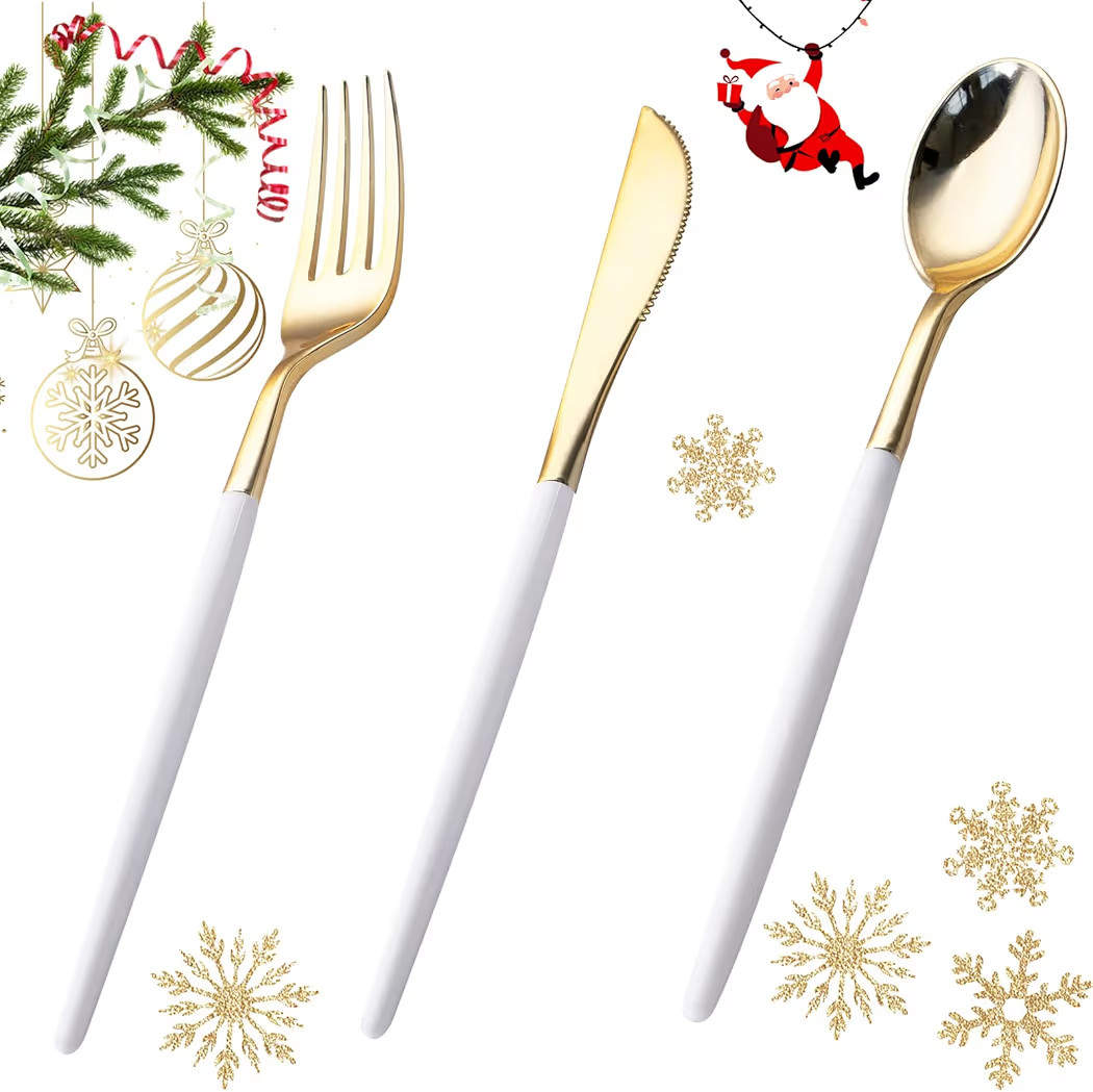 I00000 60 Pcs Gold Plastic Silverware - Heavy Duty Plastic Cutlery -Party Disposable Silverware S... | Amazon (US)