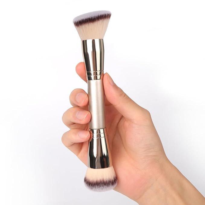 Dual-Ended Foundation Brush: Round & Angled Pro-Grade makeup brushes, 100% Vegan Synthetic Makeup... | Amazon (US)