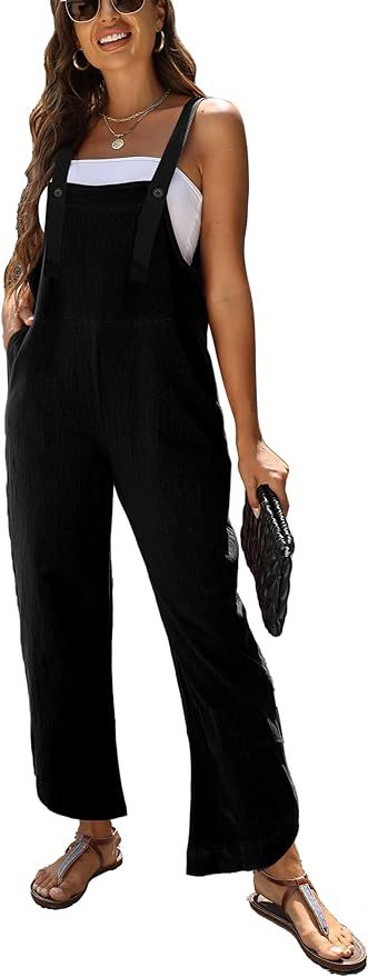 AMEBELLE Women's Sleeveless Cotton Linen Overalls Rompers Baggy Wide Leg Jumpsuits | Amazon (US)