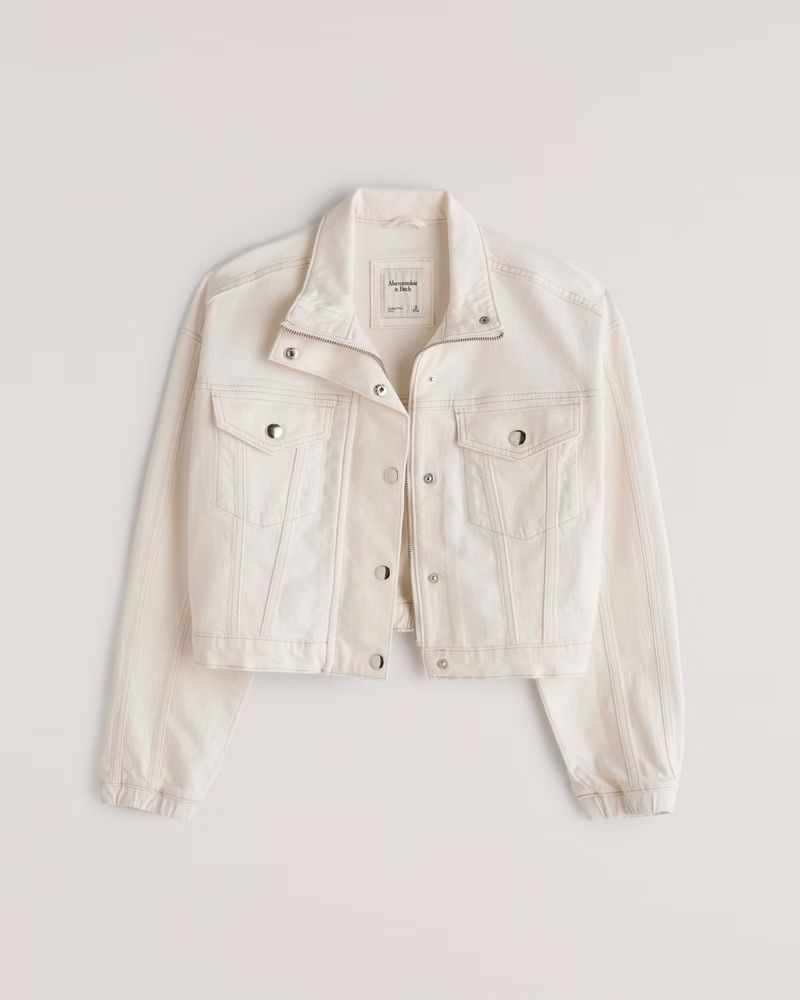 Drapey Mockneck Denim Jacket | Abercrombie & Fitch (US)